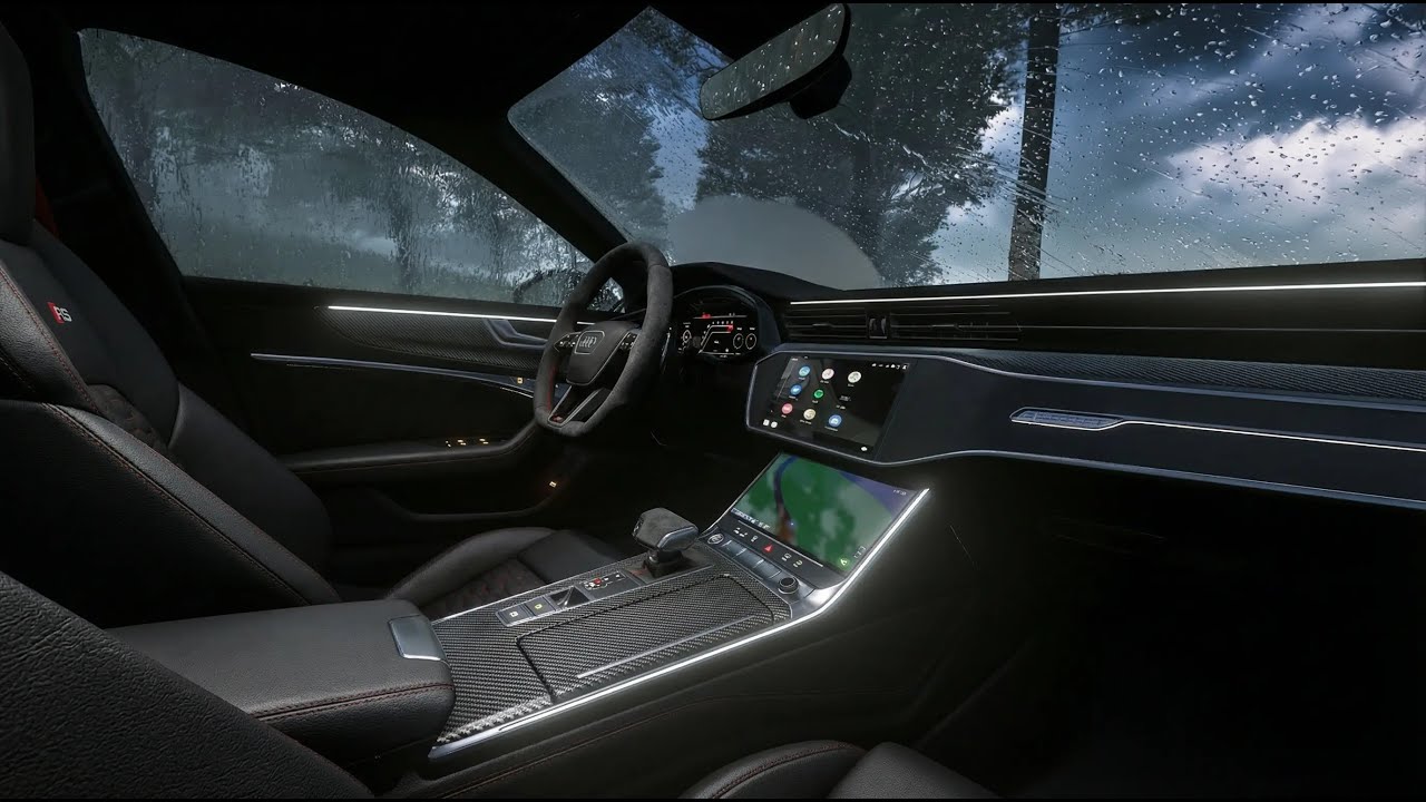 Audi RS6 Rain Ambience 🌧️ | Luxury Interior POV 🎧 Calm Storm Sounds