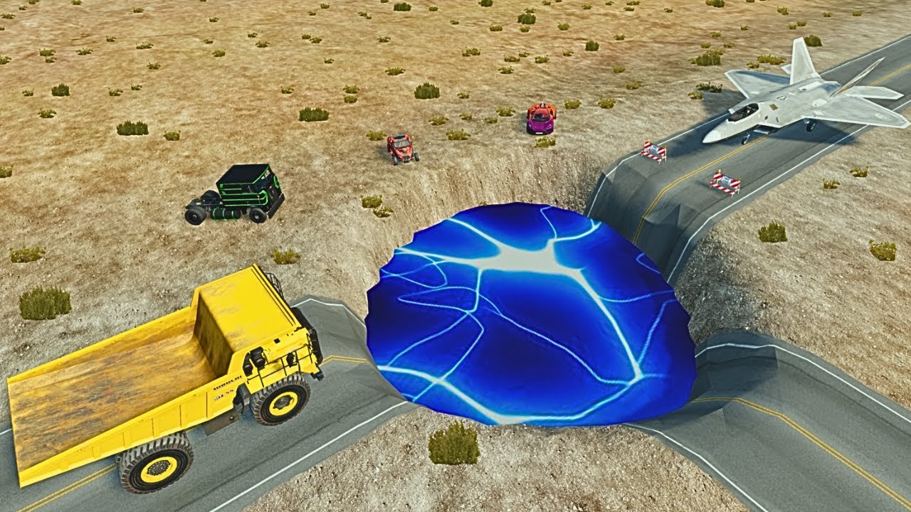 Cars and Trucks With a Giant Bottomless Pit | BeamNG Drive 🔥