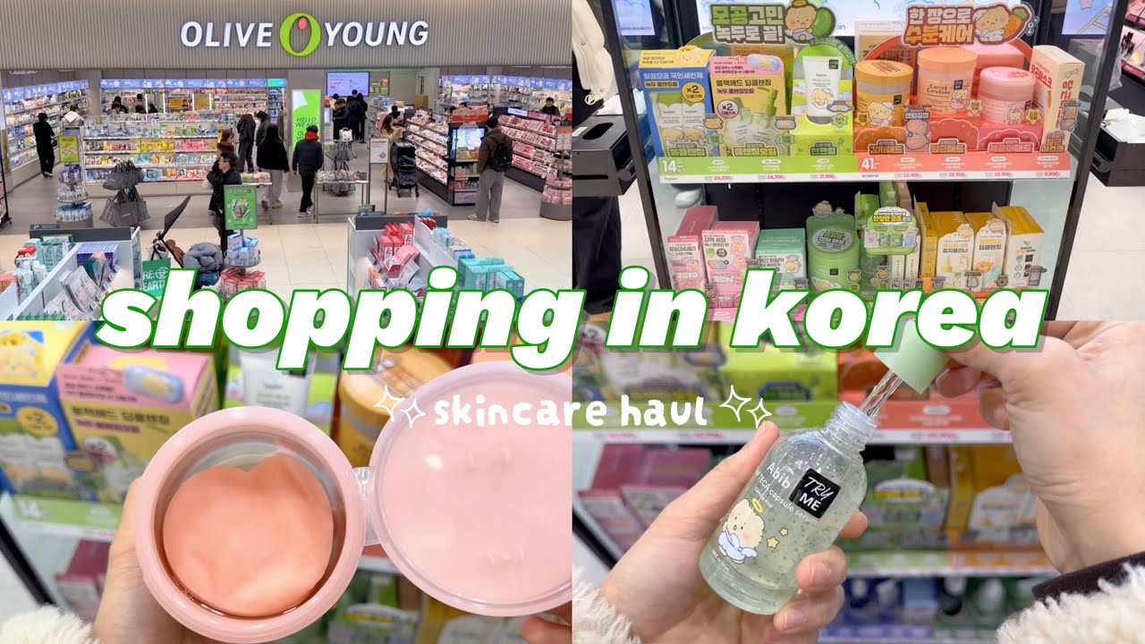 shopping in korea vlog 🇰🇷 oliveyoung skincare haul 🫒 realistic skincare routine 올영세일