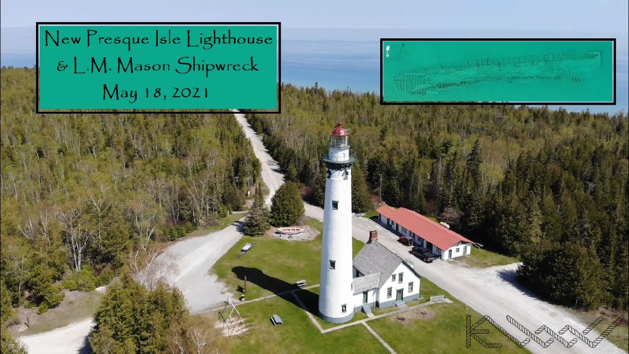 New Presque Isle Light House and  LM Mason Shipwreck Drone Flight