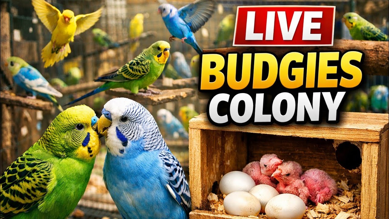 LIVE Budgies Colony Feeding & Breeding Update 🐦 | Real Nest Boxes, Chicks & Active Pairs