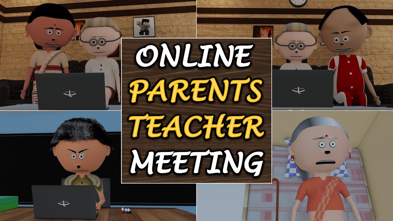 LET'S SMILE JOKE - ONLINE PARENTS TEACHER MEETING || FUNNY ANIMATED COMEDY