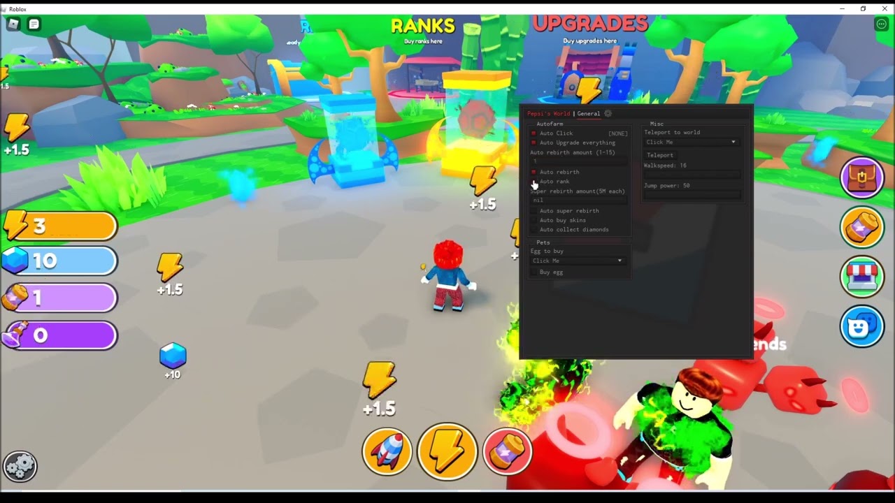 Roblox Super Clicker Simulator Script (AutoClick, AutoRebirth, AutoBuy Eggs,  AutoRank)