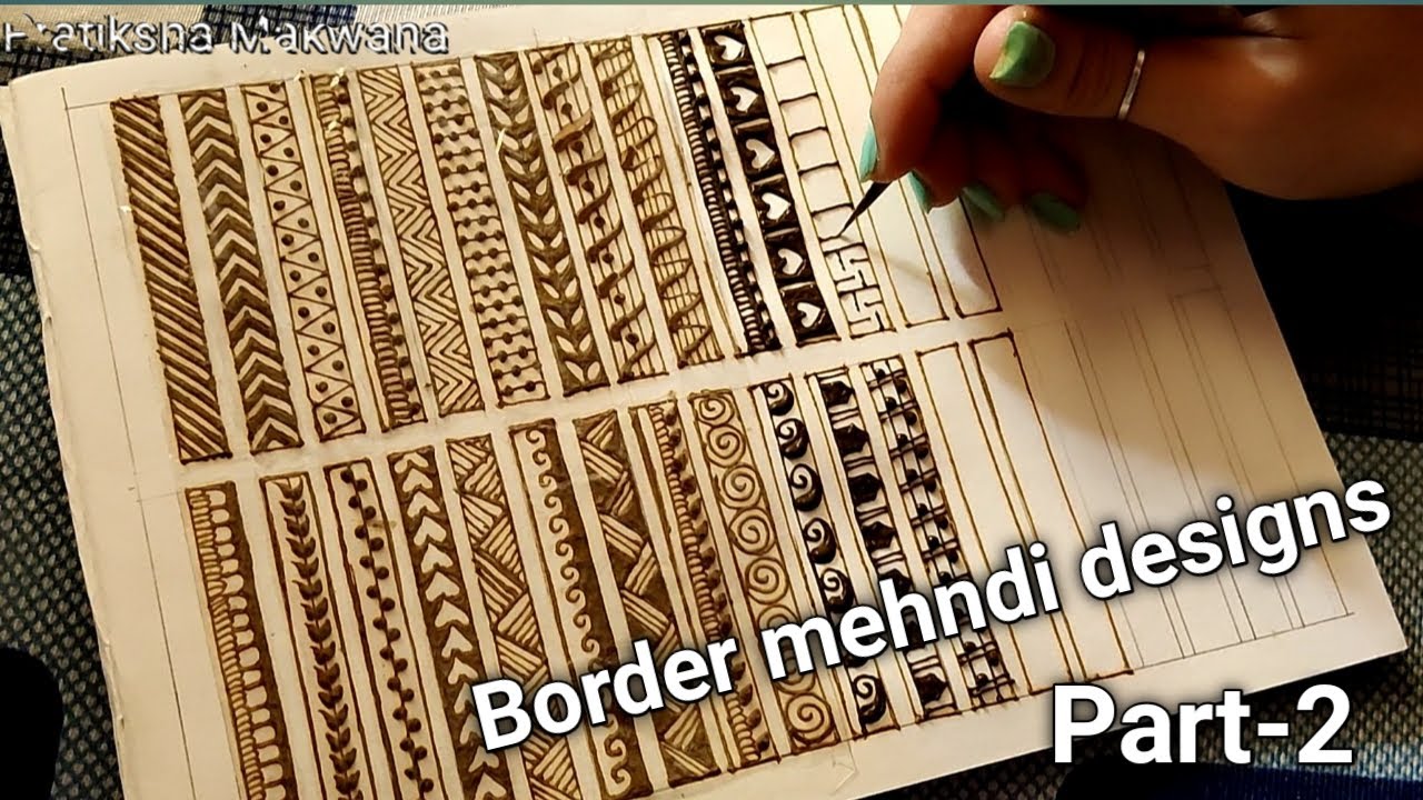 Border mehndi designs for beginners | Part-2 | mehndi elements | practice mehndi