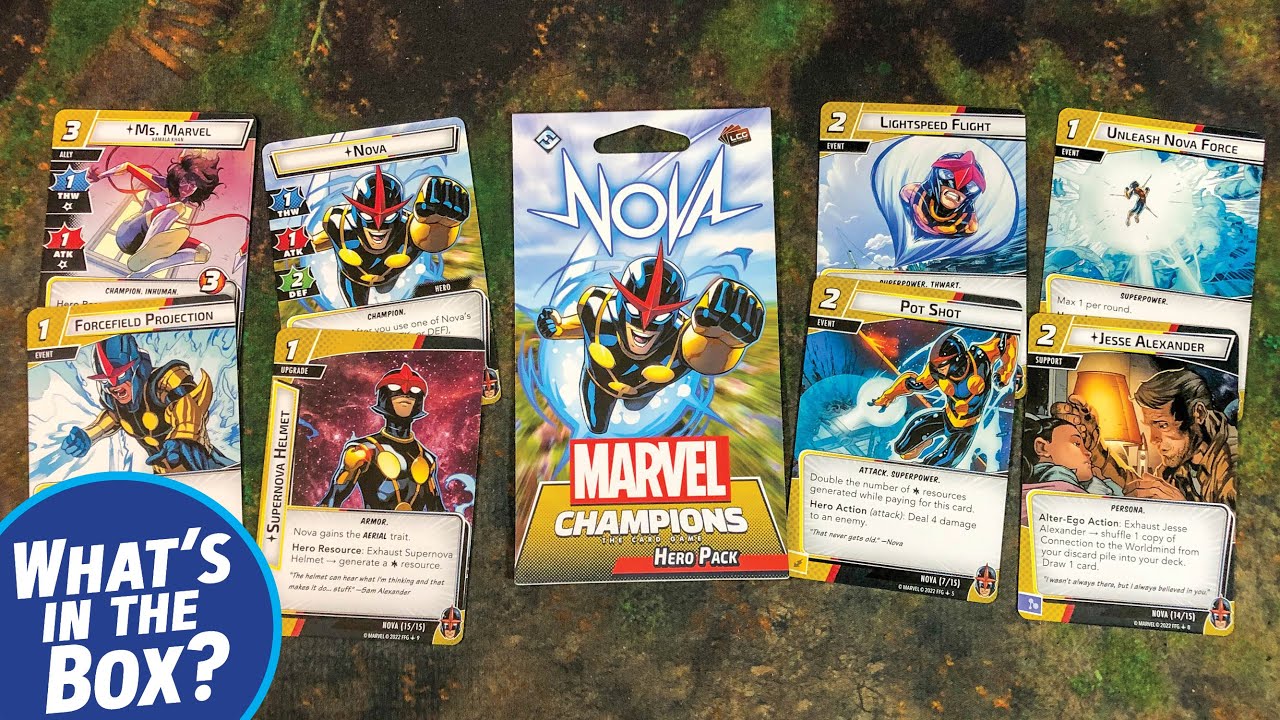 Распаковка набора героев NOVA для карточной игры Marvel Champions