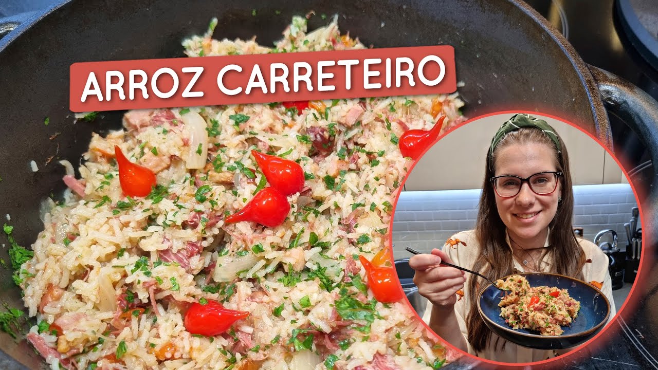 Arroz carreteiro com carne seca, fácil e rápido