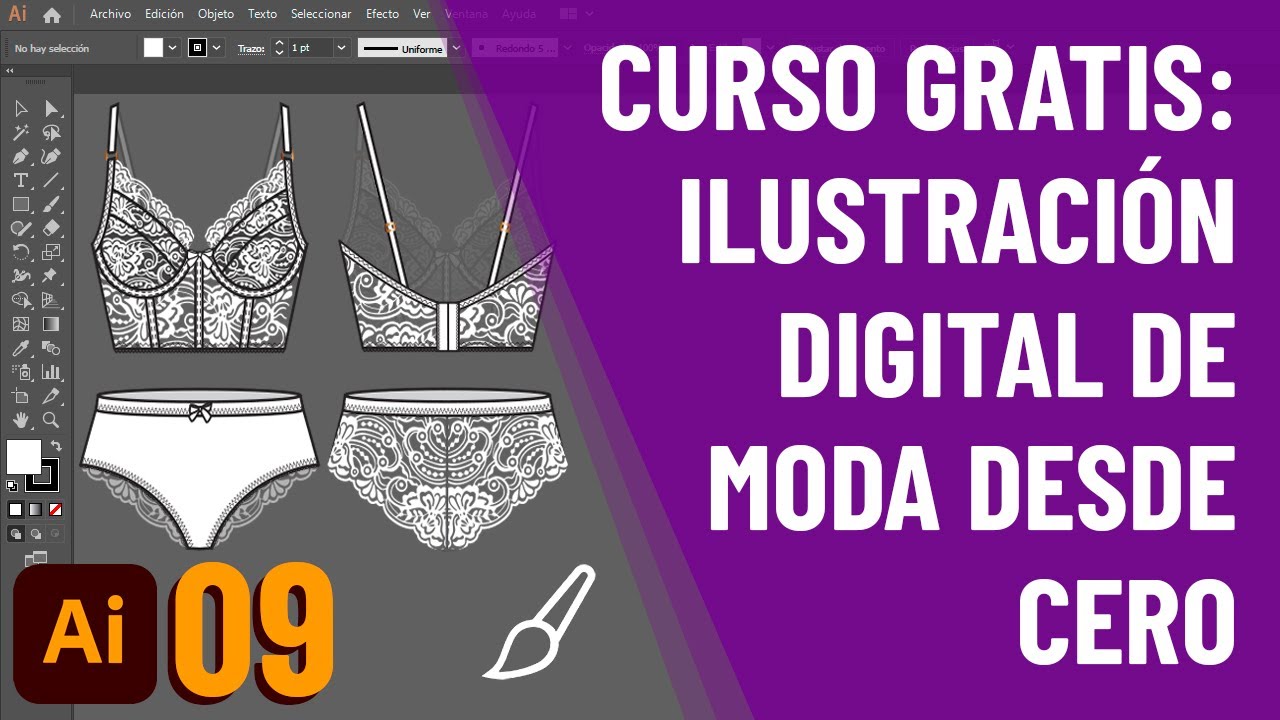Ilustración digital de moda clase 9: Ropa interior y aplicación de encaje