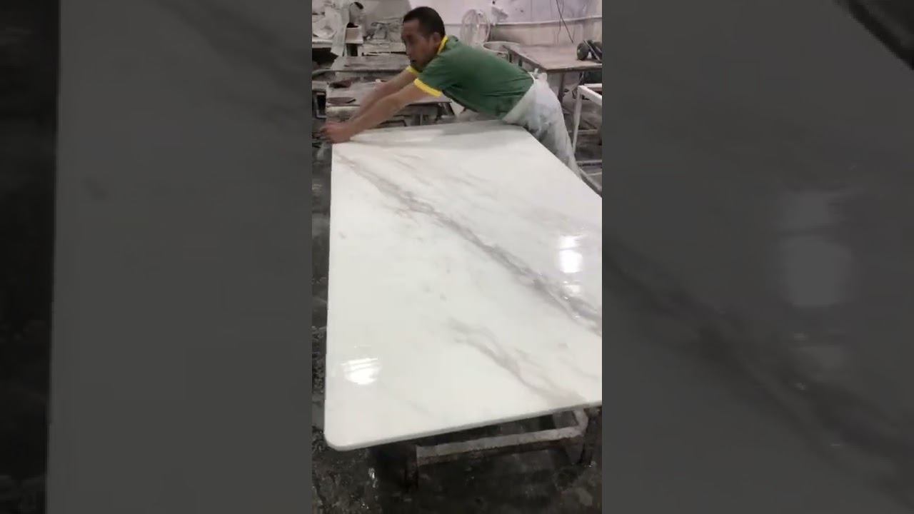 White Marble Dining table top by Luxury room Furniture Supplier