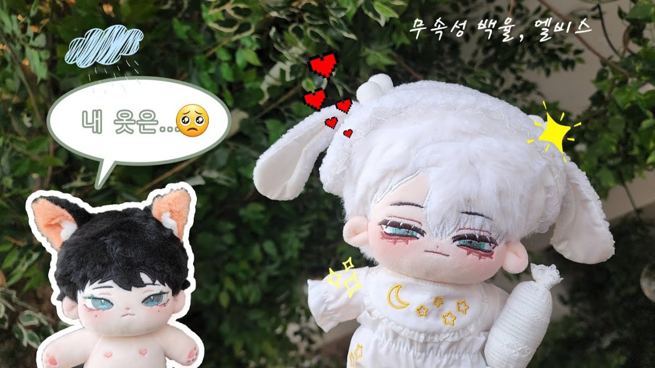 [VLOG]위시솜 양도받고 행복해하는 영상 ㅣ 무속성 백율, 엘비스 ㅣ 솜인형 ㅣ 솜인형 옷 입히기 ㅣ 솜뭉치 브이로그 ㅣ 오타쿠 브이로그