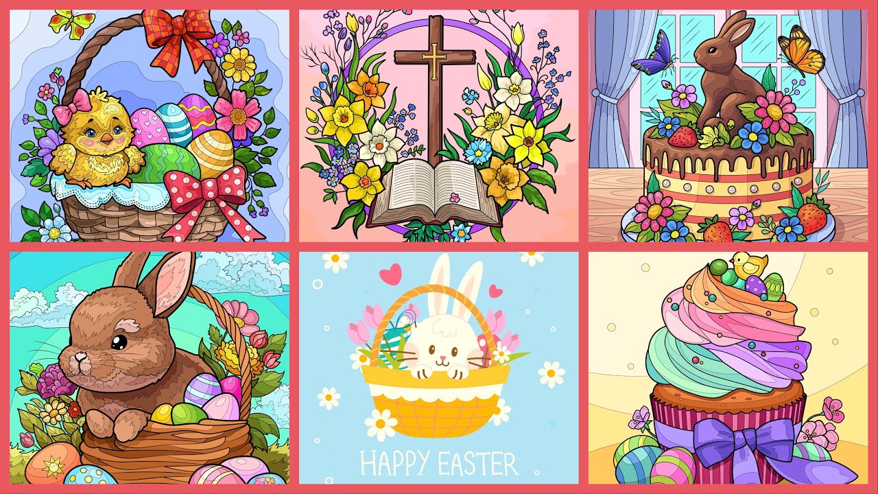 Easter Pictures Collection Bunny Easter Eggs Cupcakes Hey Color app 