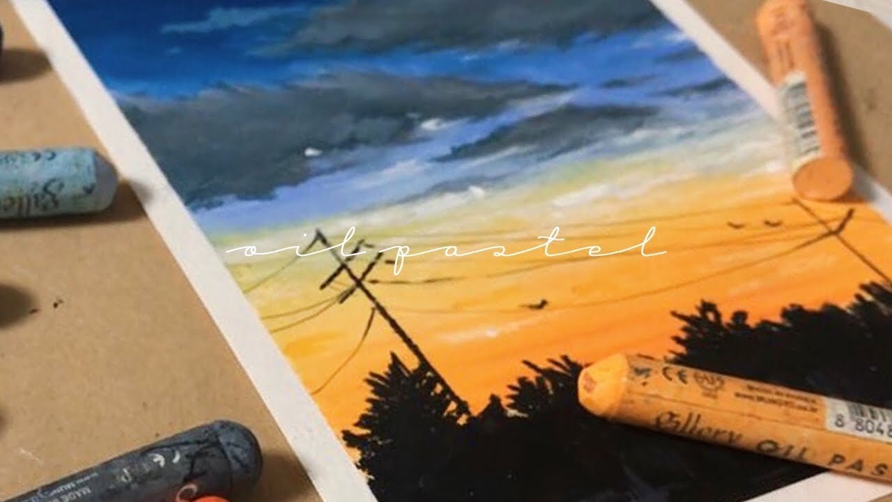 오일파스텔 노을지는 풍경화 그림그리기 Sunset Landscape painting with oil pastel