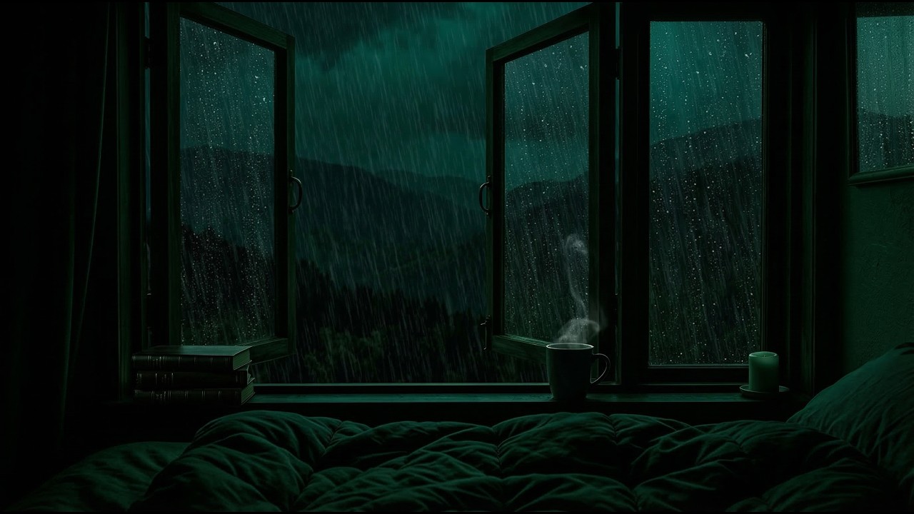 3 Hours of Soft Rain on Window at a Cozy Forest Cabin | Deep Sleep Ambience for Anxiety Relief