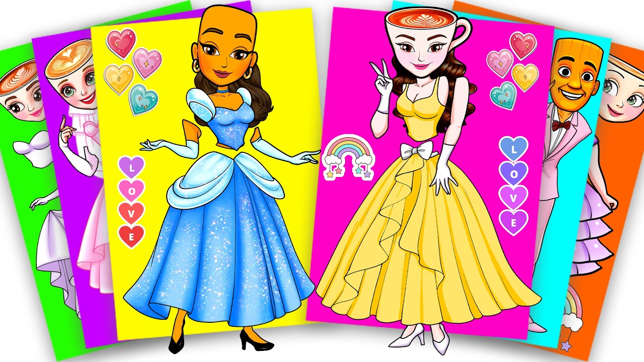 BRAINROT GIRL BALLERINA CAPPUCCINA and TUNG SAHUR DRESS-UP LIKE PRINCESS DISNEY | sticker book diy