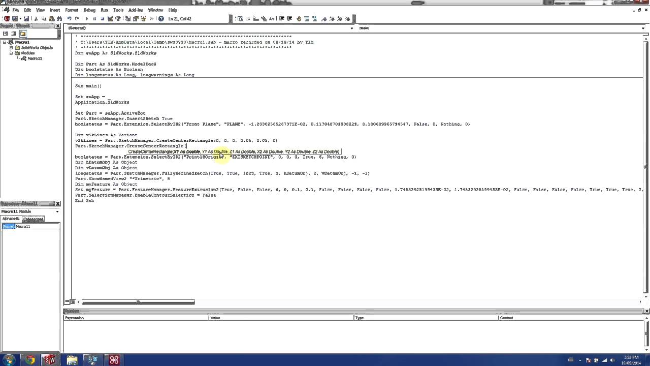 SOLIDWORKS - Introduction to Macros