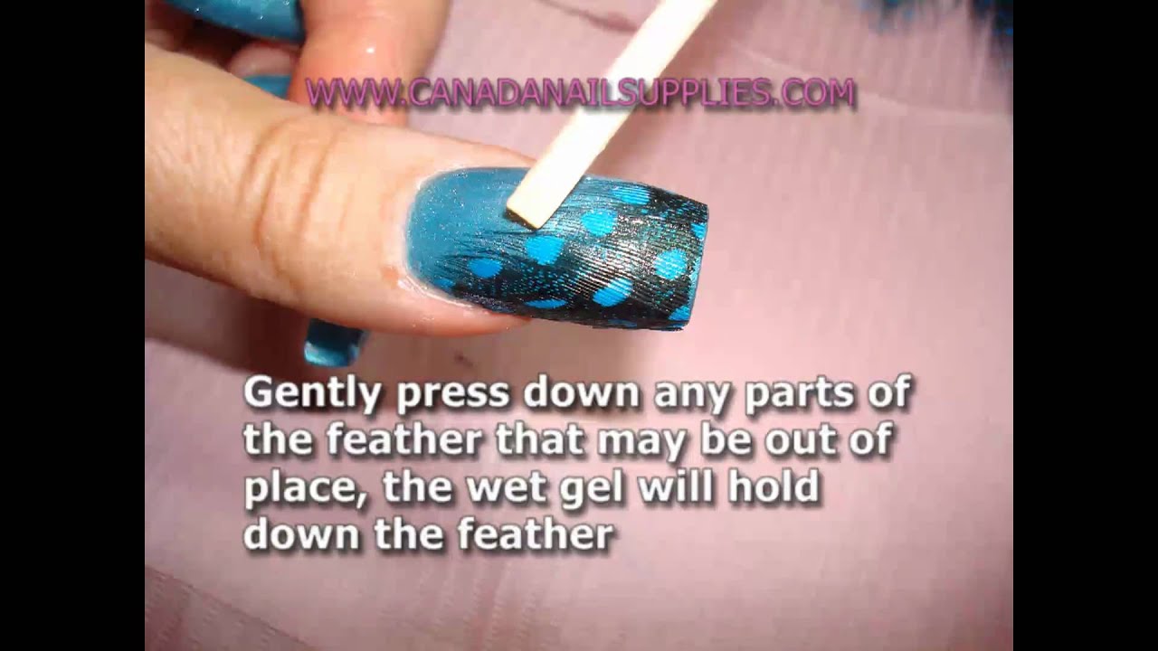 Nail Art - Demo Using Real Feathers with Gel