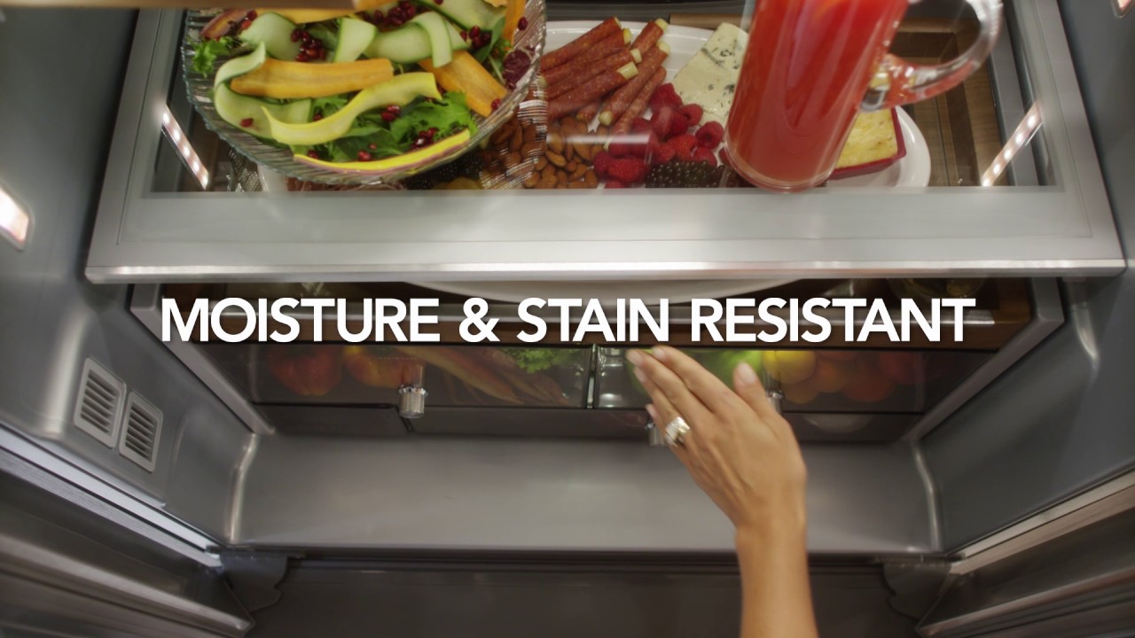Counter-Depth French Door Refrigerator with Premium Wood Finish Full Extension Tray | KitchenAid