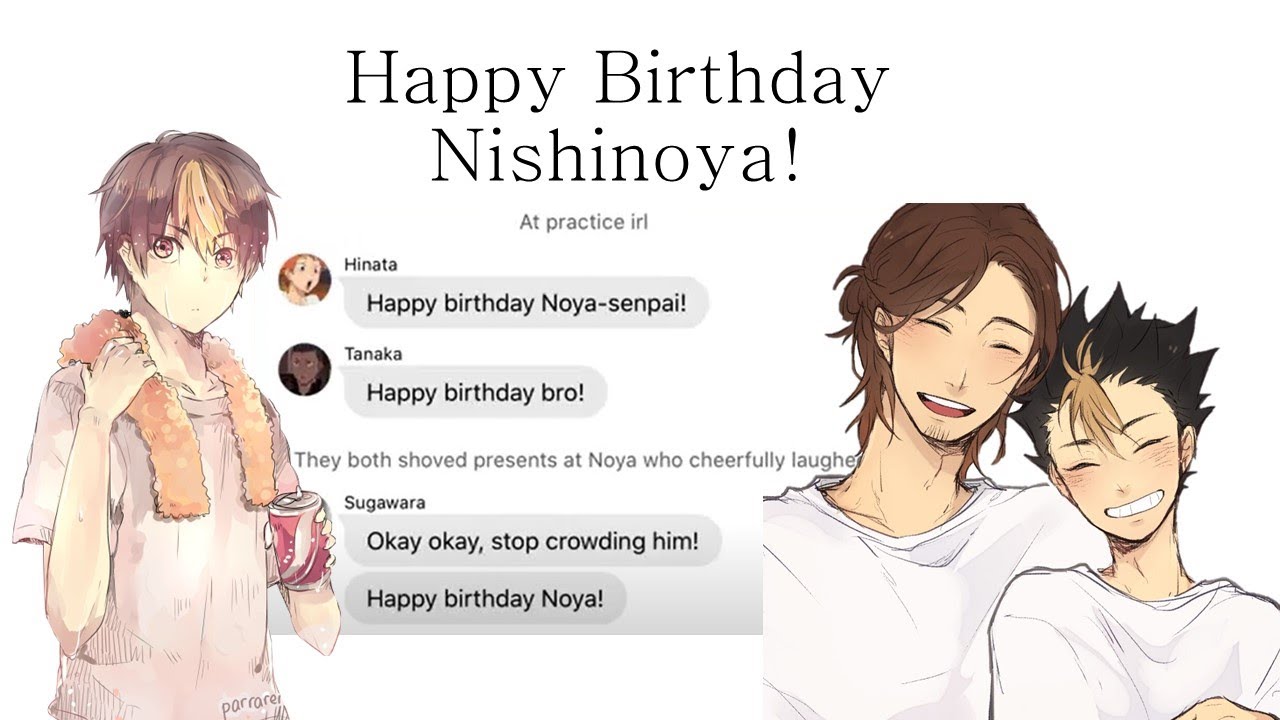 Happy Birthday Nishinoya! | haikyuu texts | (Asanoya fluff)