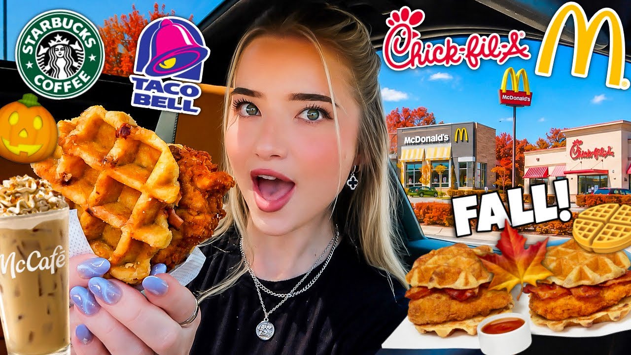 Eating NEW FAST FOOD FALL ITEMS For 24 HOURS!!