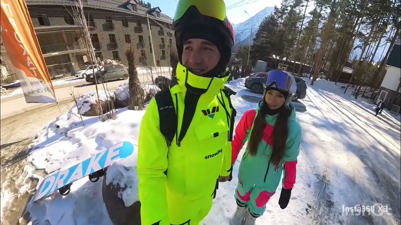 Горнолыжный курорт☀️ Эльбрус🏔️. Разминочный  спуск.🏂