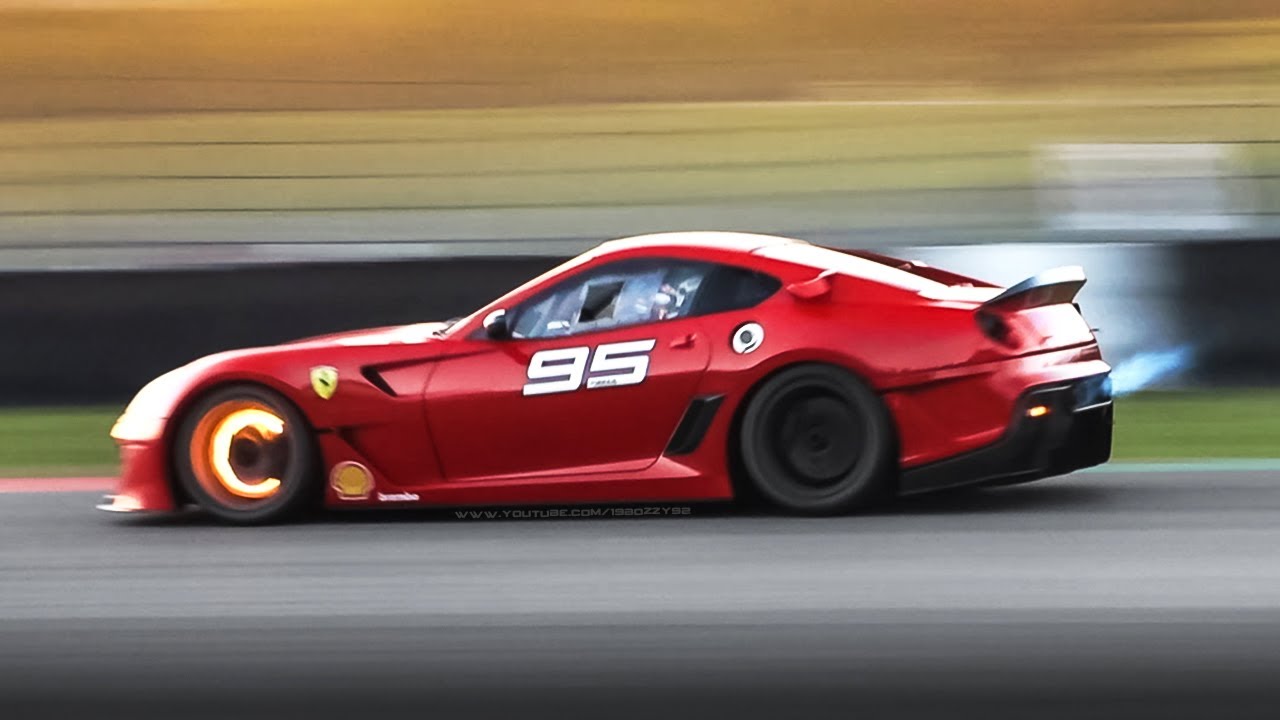 Ferrari XX Cars in action at Sunset: 599XX, FXX, & FXX K Evo Red Hot Brakes, Flames & Pure Sounds!
