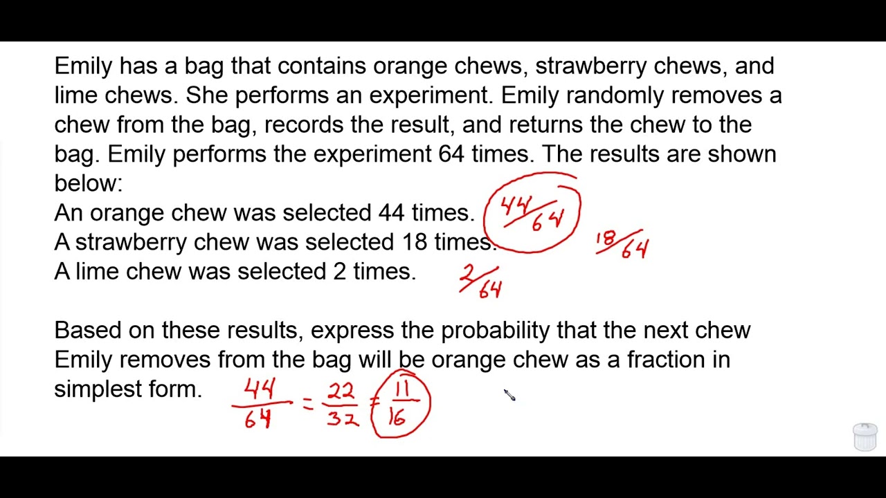 ALG2 MOD 1-3b Probability as a Fraction, Decimal and a Percent