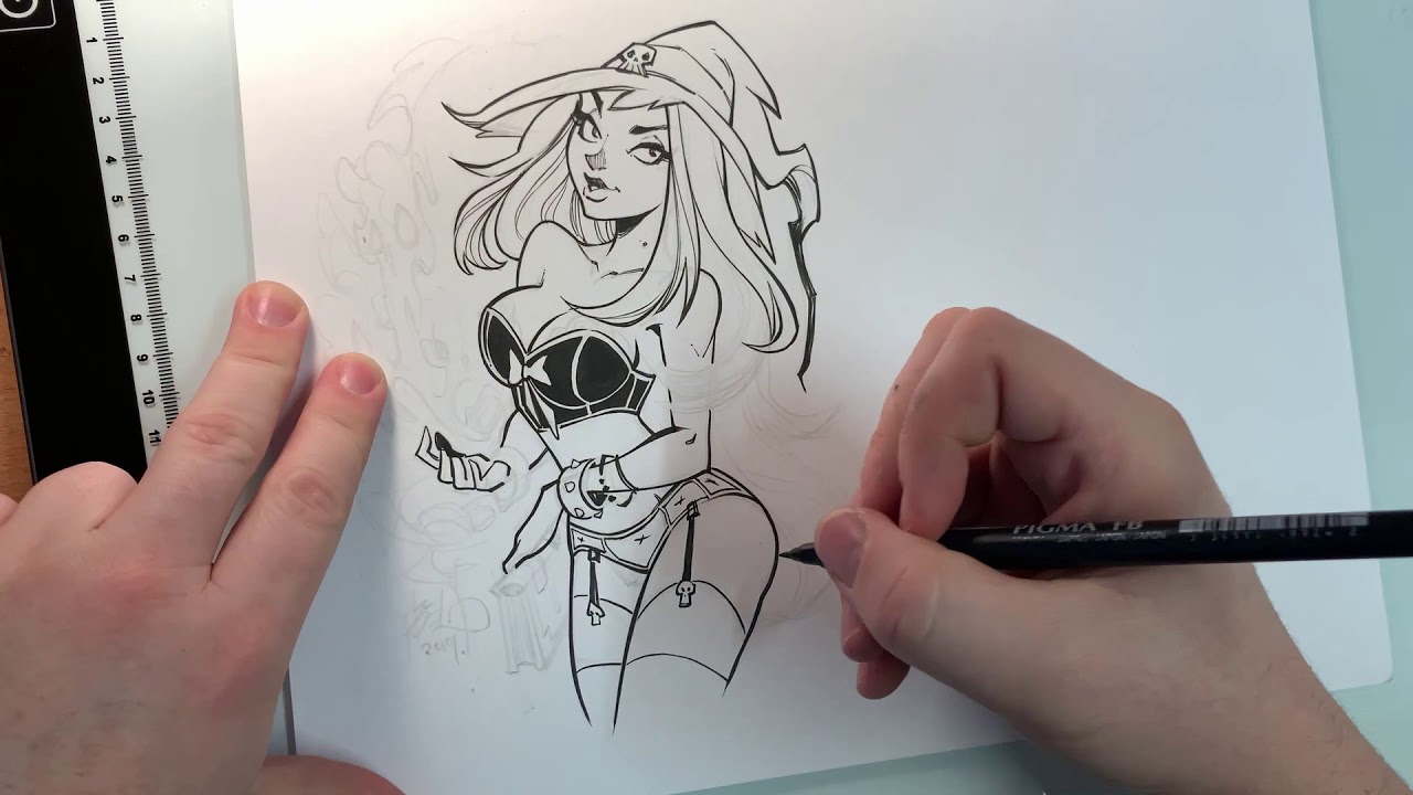 Drawing a Pinup Witch