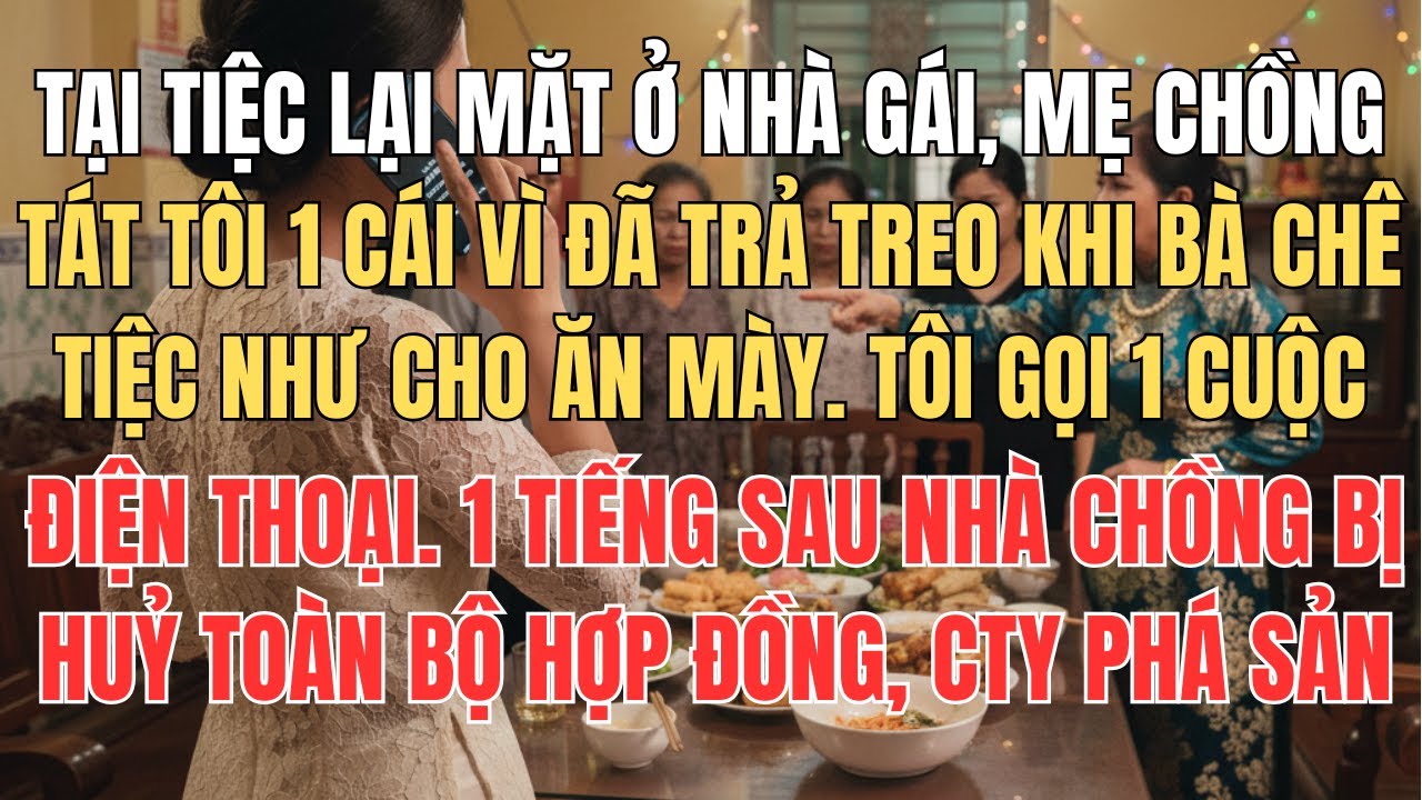 Chê Bữa Tiệc Lại Mặt Nhà Gái Như Cho Ăn Mày, Tôi Gọi 1 Cuộc Huỷ Toàn Bộ Hợp Đồng Lớn Của Nhà Chồng