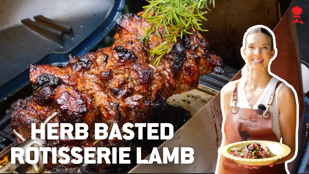 Herb Basted Rotisserie Lamb on the Weber Q