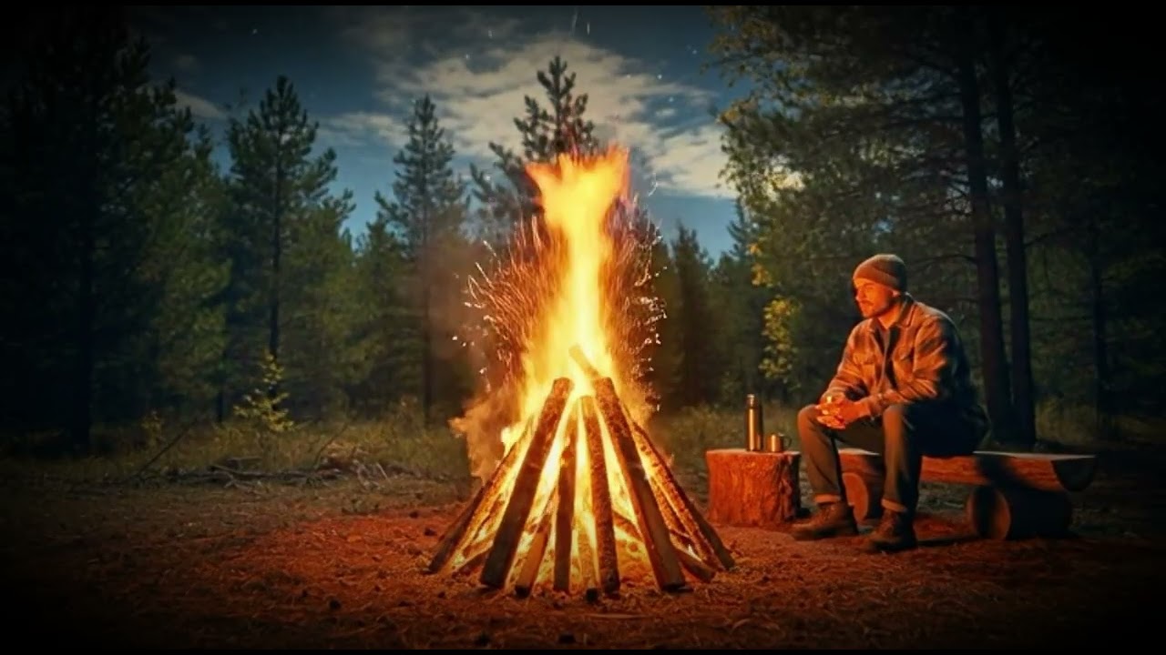 3 Hours of Fireplace Full HD with Hearthlight Hush Music and a man / Fire Burning Relaxation