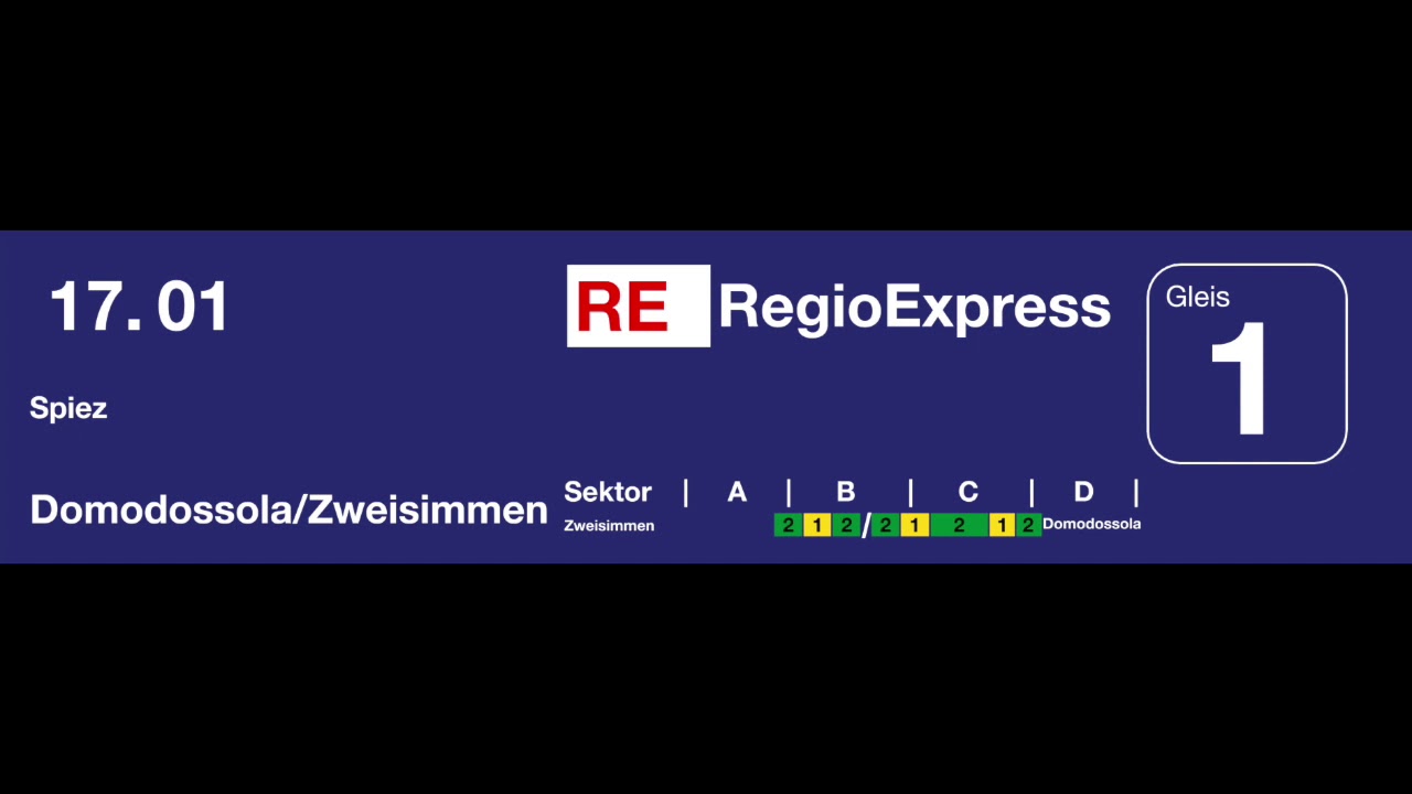 SBB Ansage - Thun - RegioExpress - Domodossola/Zweisimmen (D + E)
