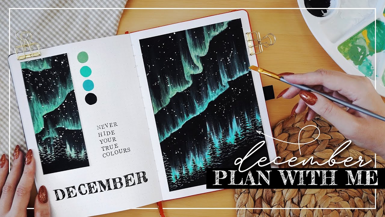 December 2021 Bullet Journal Plan With Me  |  Northern Lights BuJo Set Up ✨