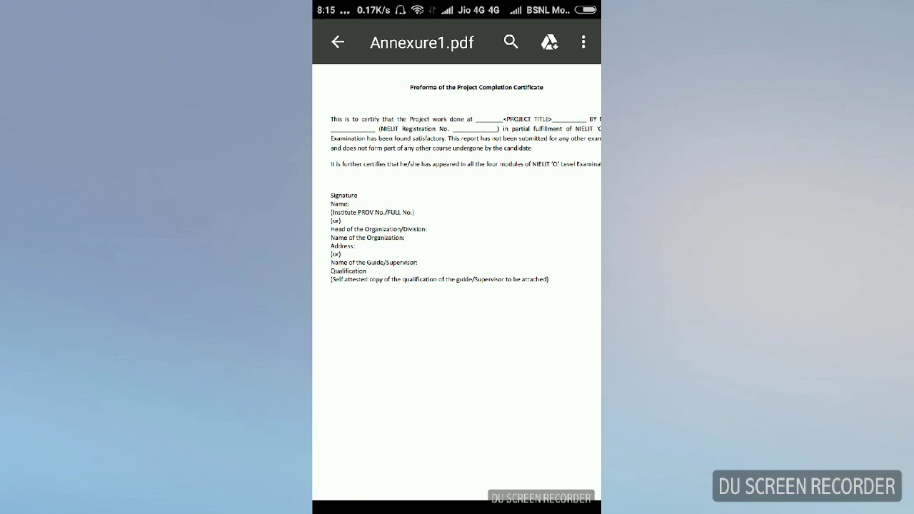 O level project submission Information
