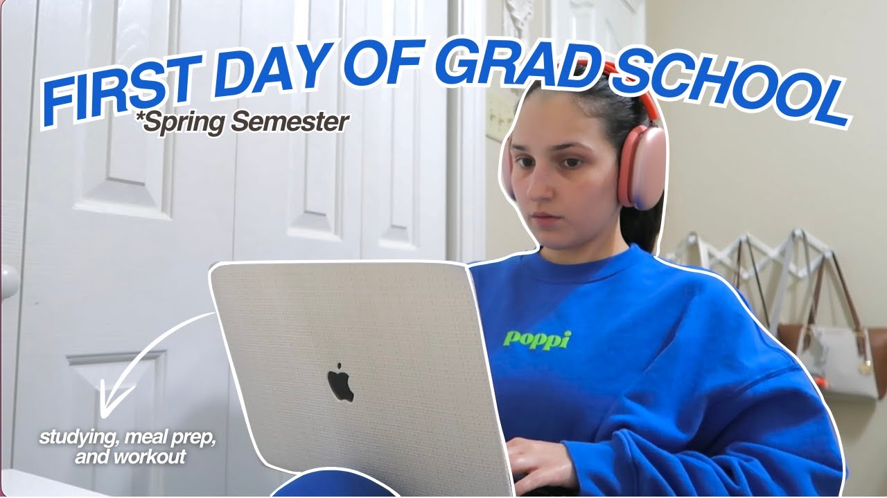 FIRST DAY BACK TO GRAD SCHOOL *SPRING SEMESTER (marketing student) - studying, meal prep, gym