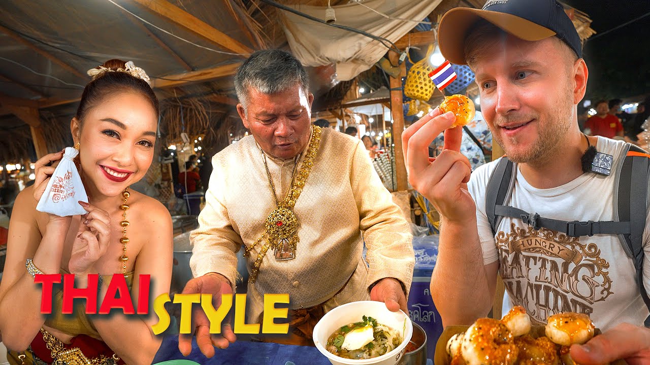 This is THAI Style! / REAL Street Food Tour in Thailand / Loy Krathong in Sukhothai