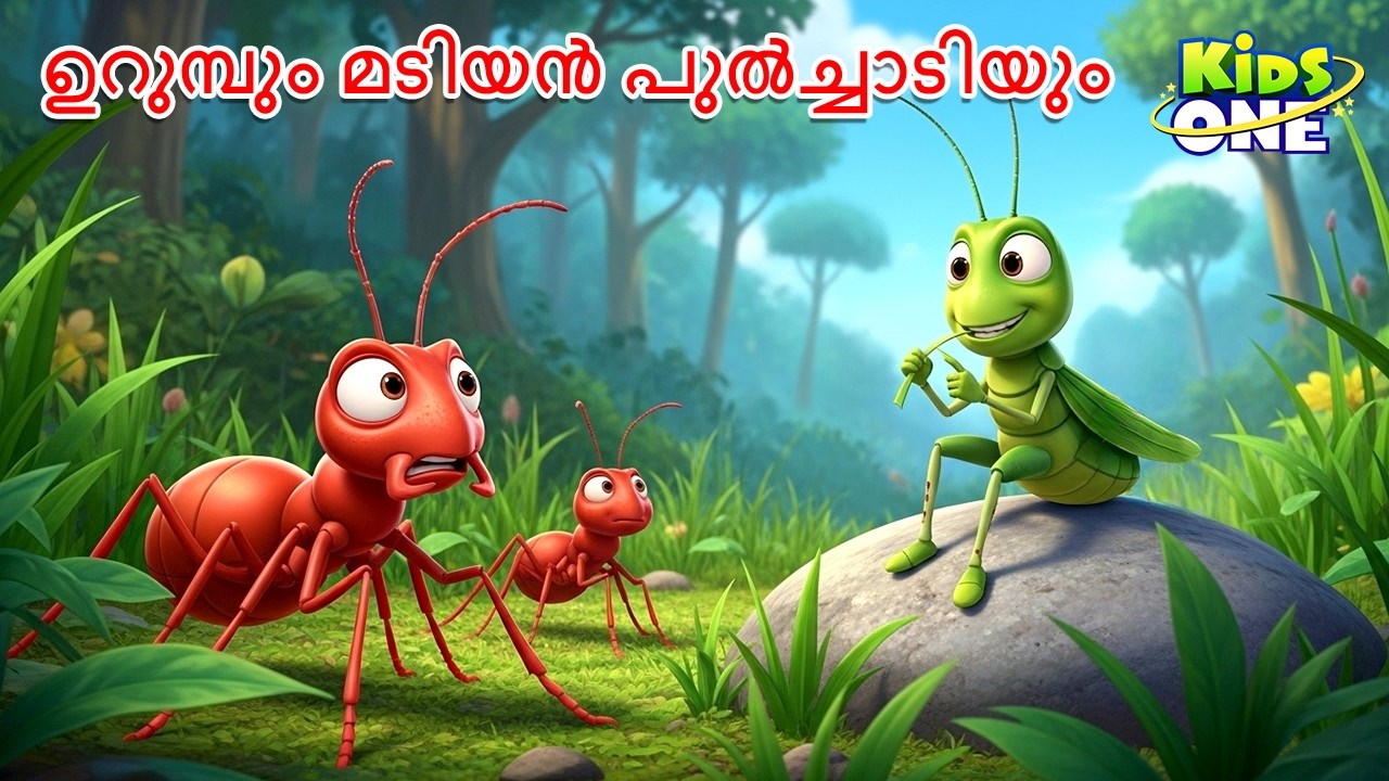 ഉറുമ്പും മടിയൻ പുൽച്ചാടിയും | Lazy Grasshopper And Ant | Malayalam Cartoon | Malayalam Fairy Tales
