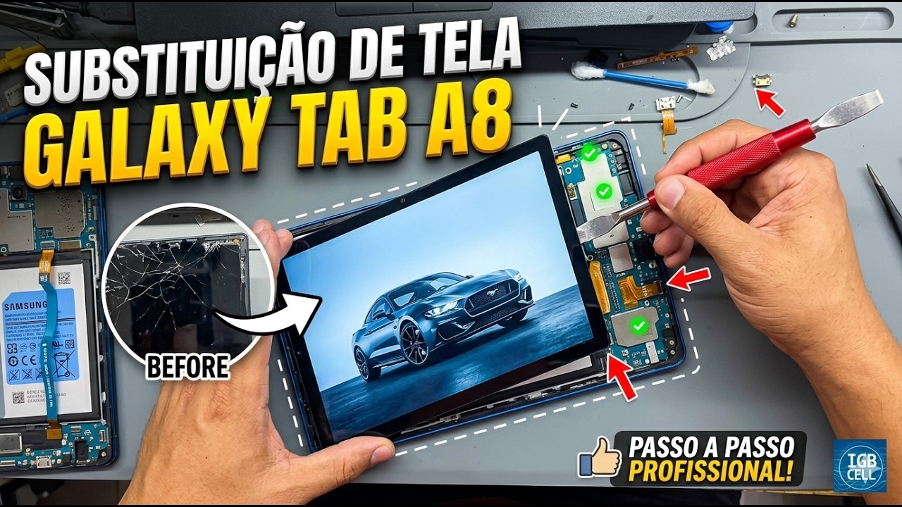 Tablet Samsung A8 com Tela Quebrada! Veja Como Ficou Depois da Troca 😱