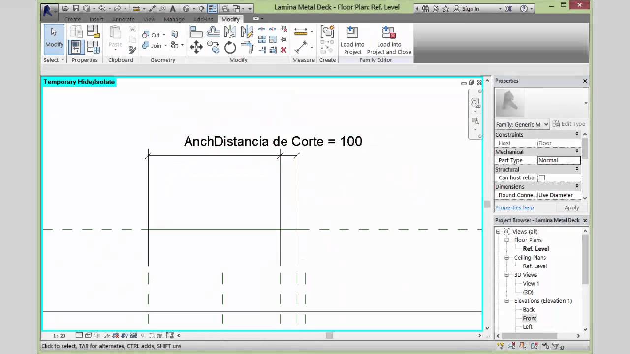 Lámina para Modelado de Losas Metaldeck (Revit)