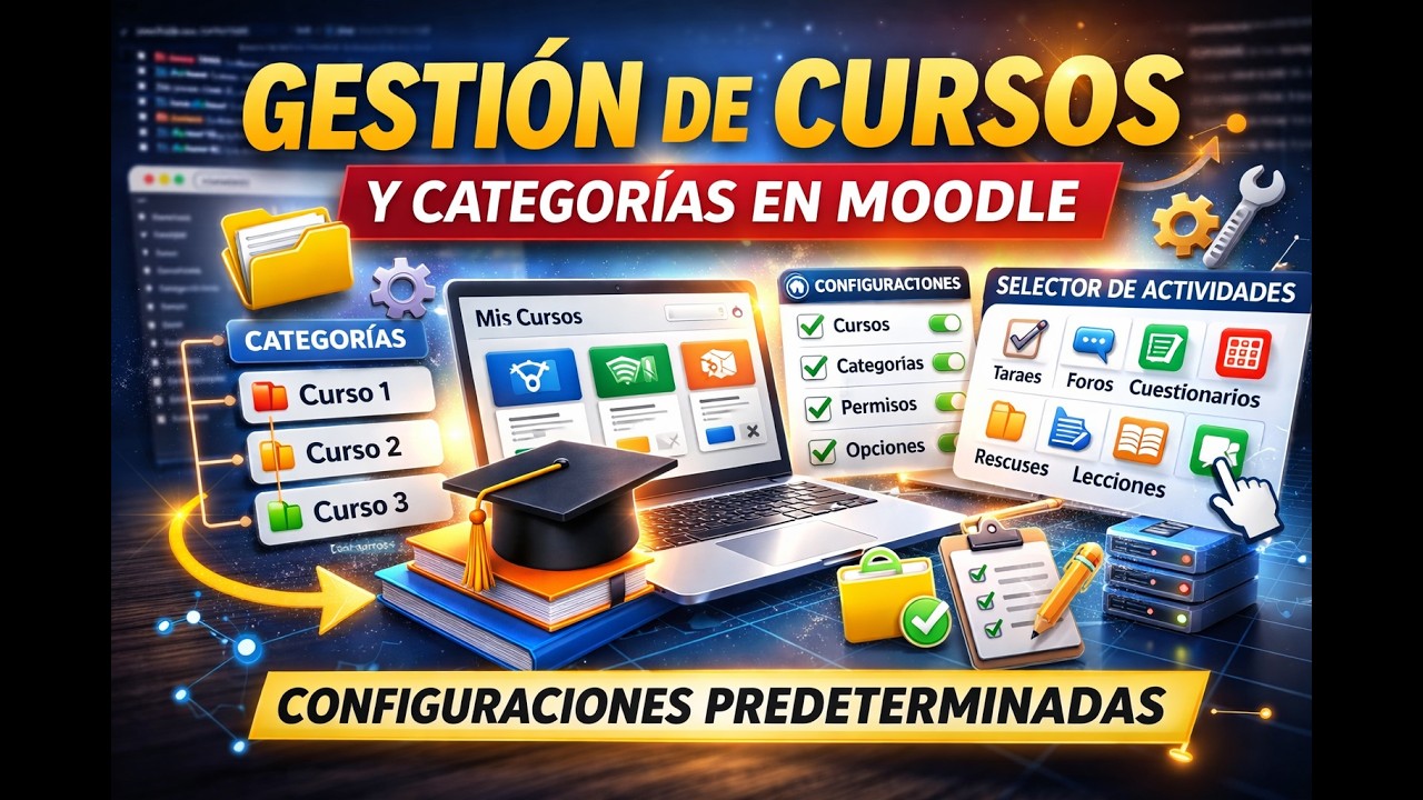 Gestión de cursos y categorías en Moodle | Configuración y selector de actividades