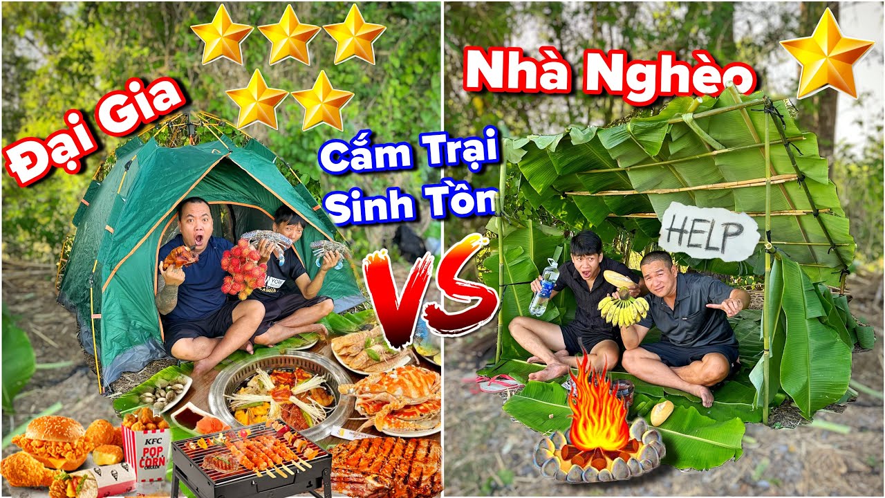 Sinh Tồn giàu nghèo 2 triệu với 200k | Thánh Xàm thử thách cắm trại sinh tồn giàu nghèo