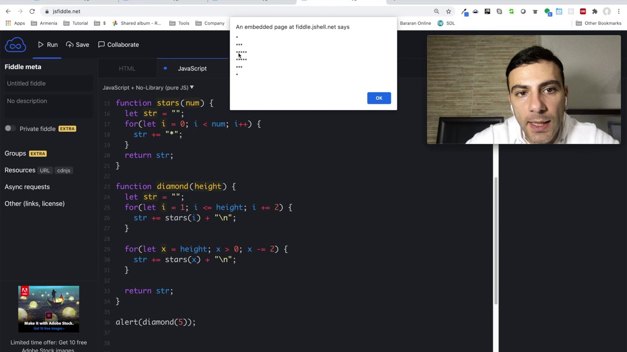Javascript - Վարժություն (functions, loops)