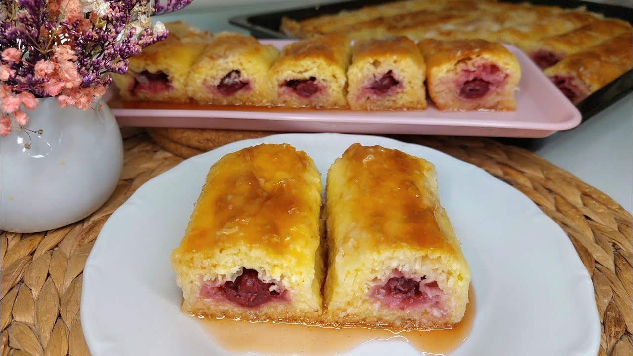 SOČNA PITA SA KOKOSOM I VIŠNjAMA OD GOTOVIH KORA💥Pie with coconut and cherries❗️