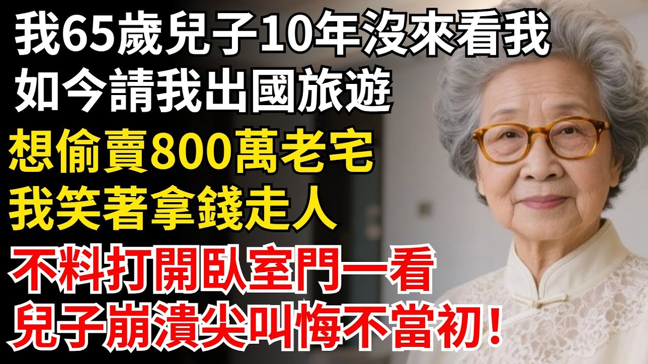 我65歲兒子10年沒來看我，如今請我出國旅遊，想偷賣800萬老宅，不料打開臥室門一看，兒子崩潰尖叫悔不當初！#晚年生活#中老年生活#為人處世#生活經驗#情感故事#幸福人生#上了年紀該明白的事