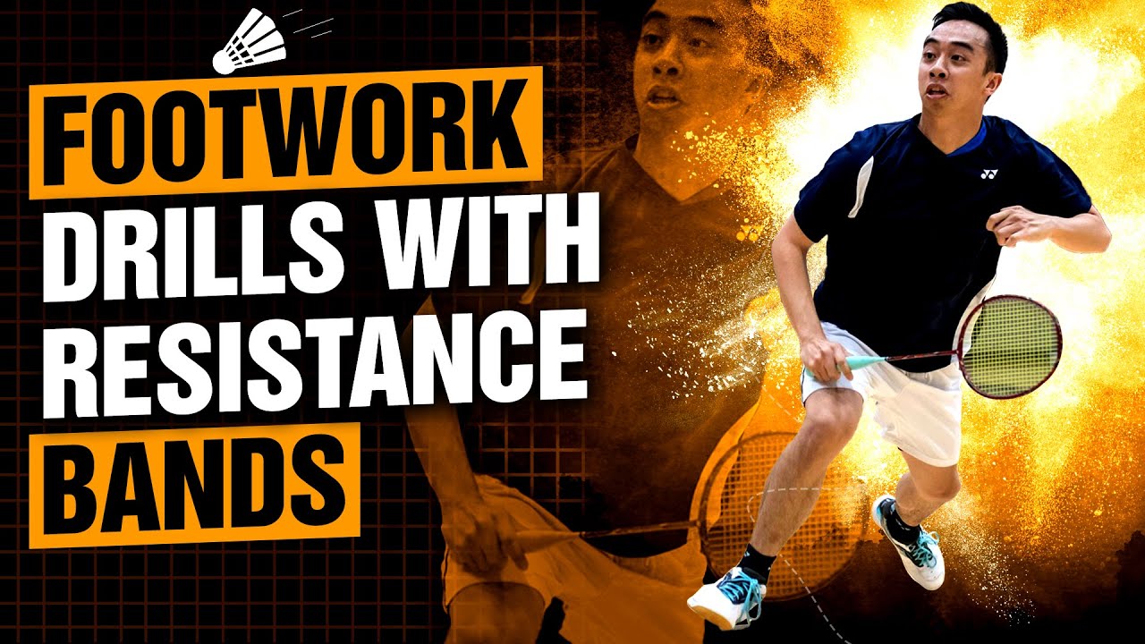 2 FOOTWORK DRILLS with Bungee Resistance Band | Badminton Footwork Practice