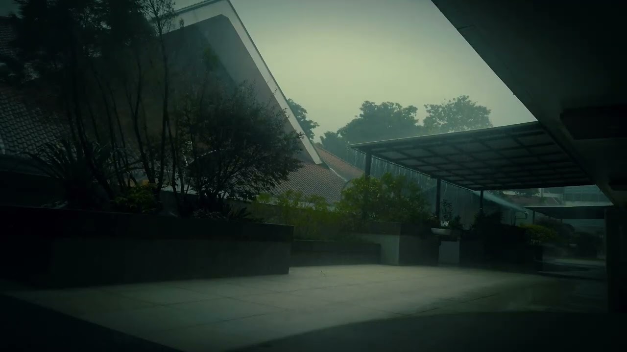 ASMR Heavy Rain in the yard for Deep Sleep & Relaxation Sounds