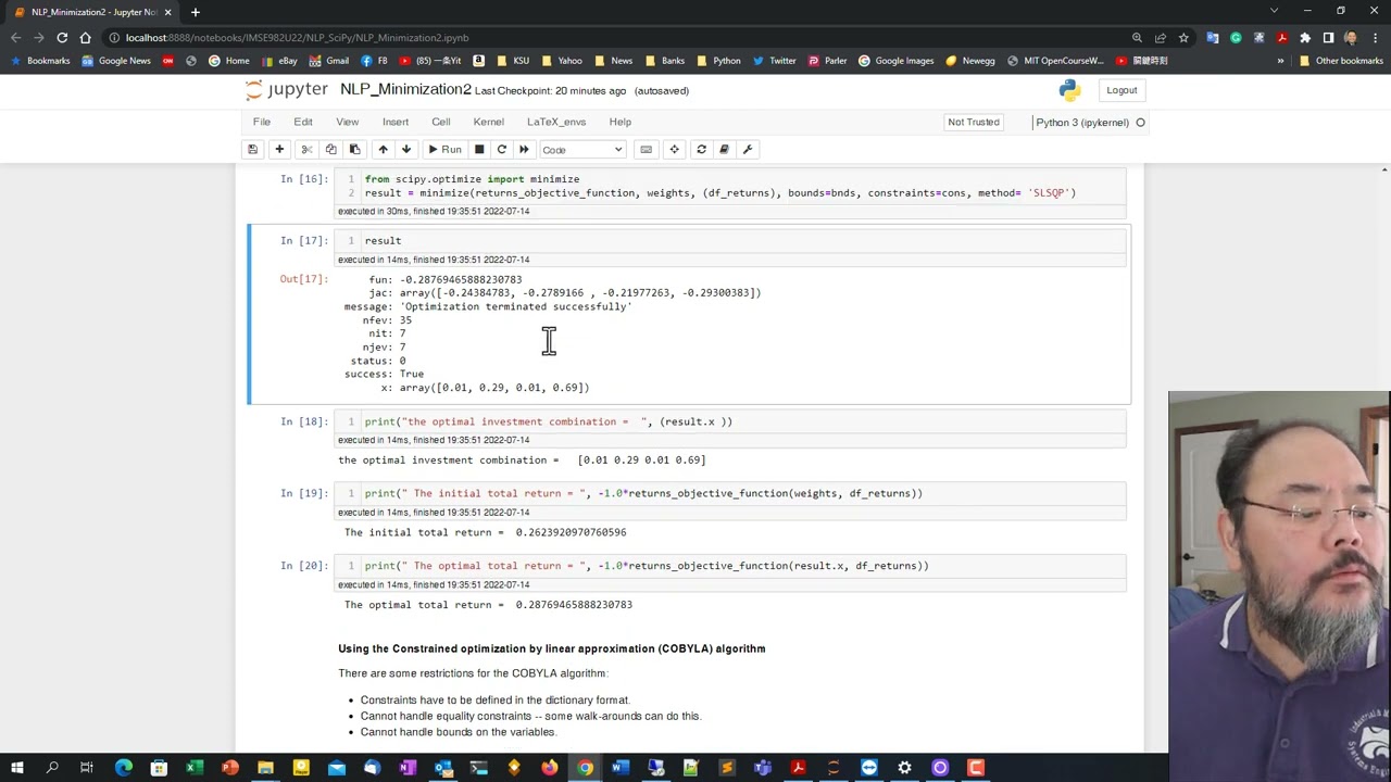 Solving Constrained Optimization problems with SciPy.optimize