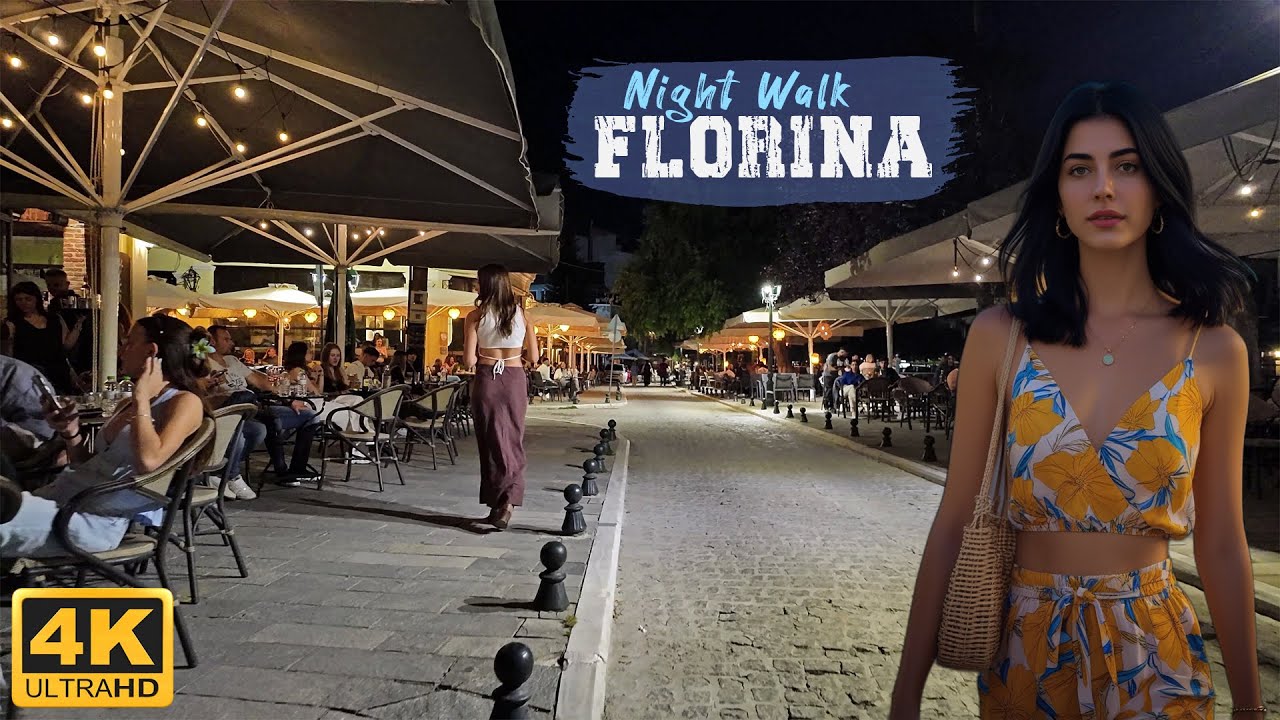 FLORINA, Greece (2025) *Nightlife* 【4K WALK TOUR】 🚶‍♂️ Ноќна прошетка низ Лерин, Грција