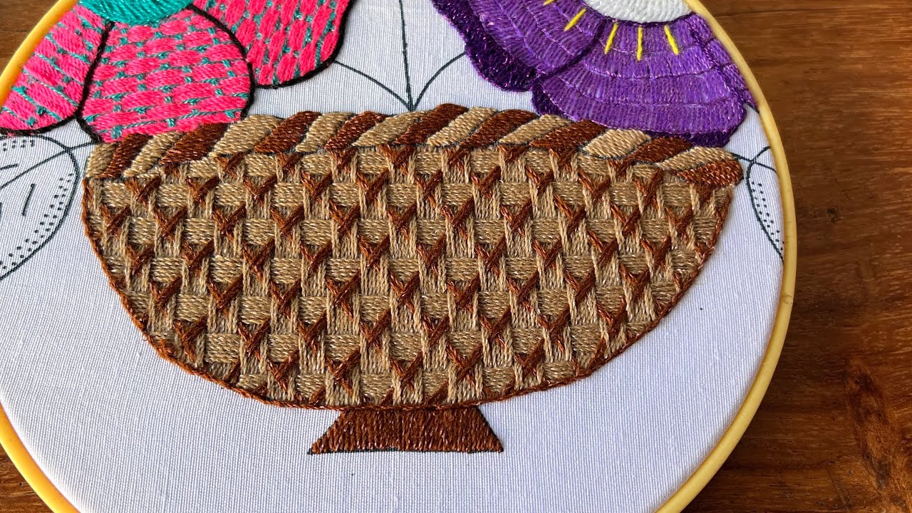 COMO BORDAR UNA CANASTA 🧺 Puntada para una canasta 🧺 @Tus ideas en bordados