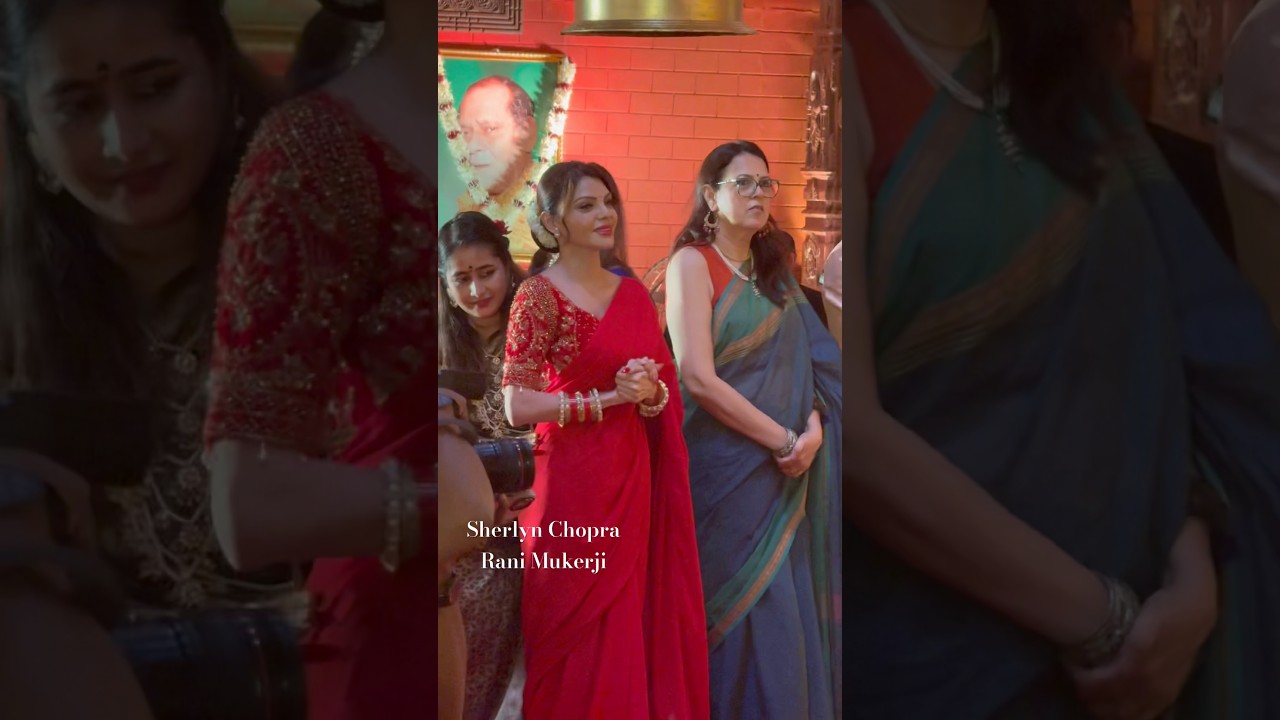 🌸 Sherlyn Chopra & Rani Mukerji Attend North Bombay Sarbojanin Durga Puja 2025 | Bollywood Celebs ✨