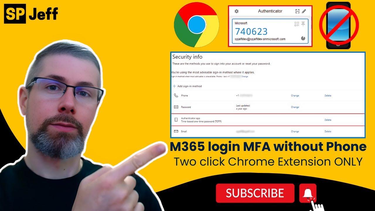 Вход в M365 через MFA без телефона. ТОЛЬКО для расширения Chrome в два клика.
