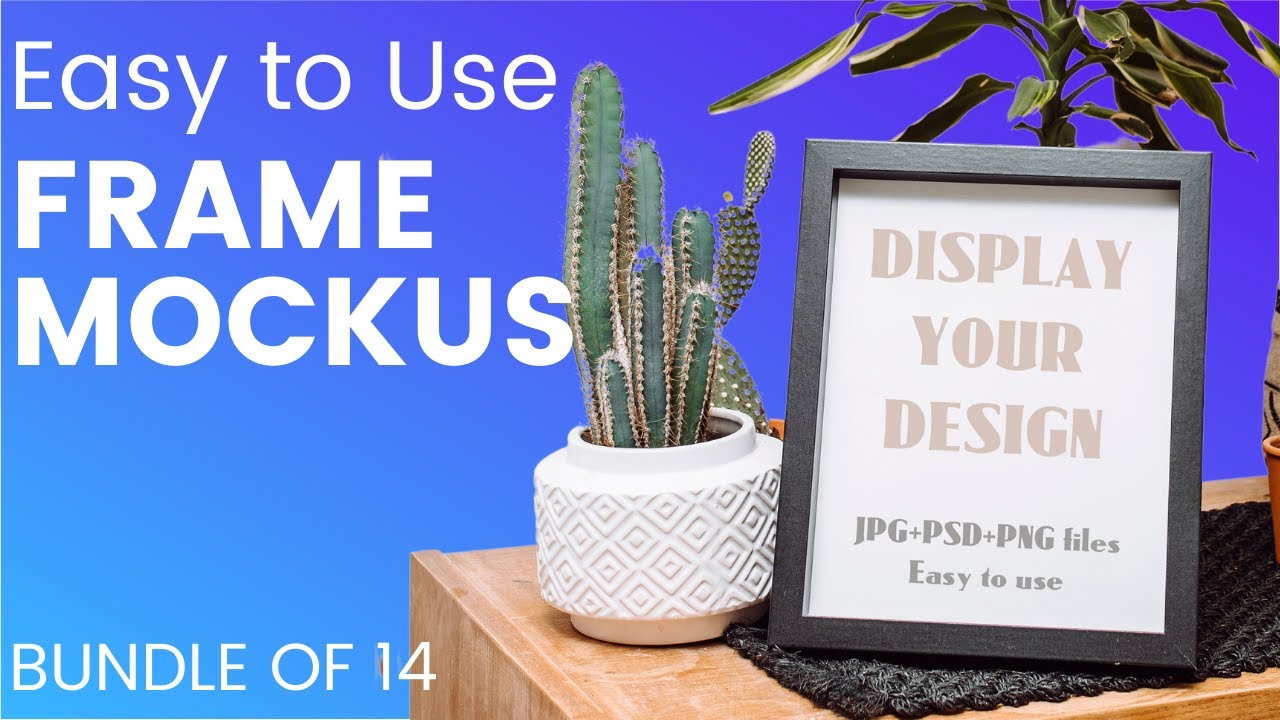 Frame Mockups Bundle of 14 - Easy to Use Digital Photographs of Black, White and Gold Frame Mockups